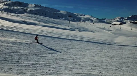 Skier skiing on mountain slope Stock Footage 63712164