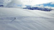 Skier Skiing On Mountain Slope Stock Footage
