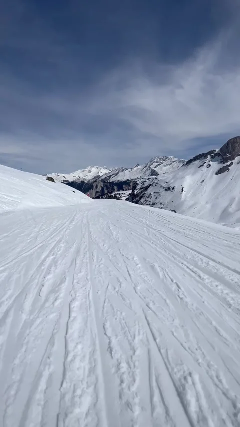 Skier Skiing on the slopes of Courchevel Stock Footage 337154011