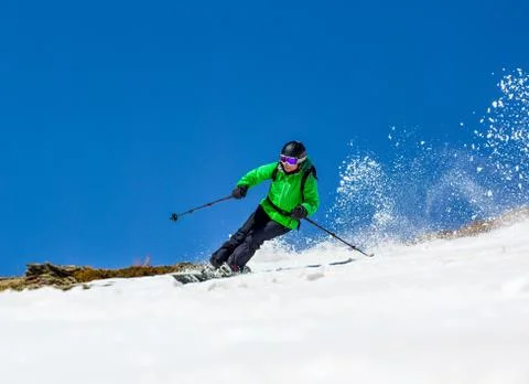 Skier on a sky background Stock Photos