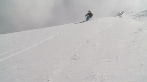 Skier Sliding Stock Footage 5503909