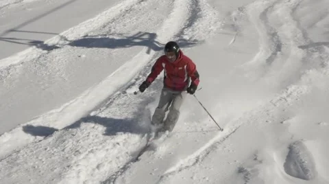 Skier in slow motion freeride Video stock 46870347