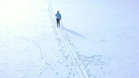 Skier on snow from above. Stock-Footage 148488393
