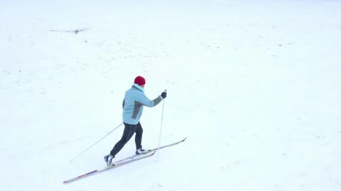 Skier on snow from above. Stock-Footage 148488519