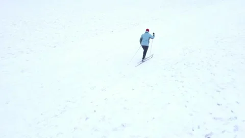 Skier on snow from above. Stock Footage 148488706