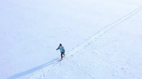 Skier on snow from above. Stock Footage 149107641