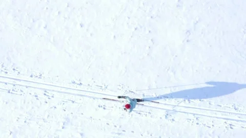 Skier on snow from above. Stock Footage 149108065
