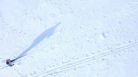 Skier on snow from above. Stock Footage 149109340