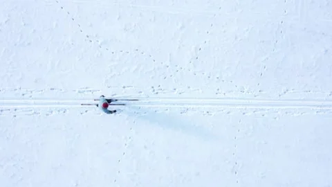 Skier on snow from above. Stock Footage 149109661