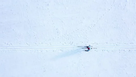 Skier on snow from above. Stock Footage 149110041
