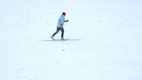 Skier on snow from above. Stock Footage 149111180