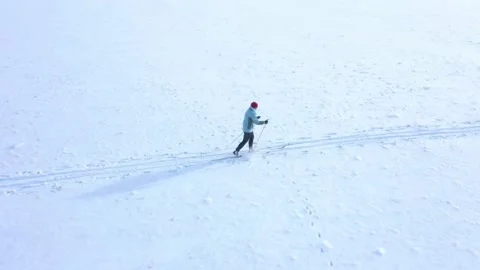 Skier on snow from above. Stock Footage 149111412