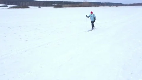 Skier on snow from above. Stock Footage 149112240