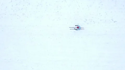 Skier on snow from above. Stock Footage 149112589