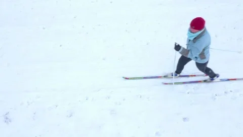 Skier on snow from above. Stock Footage 149112713