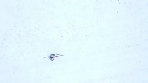 Skier on snow from above. Stock Footage 149112795