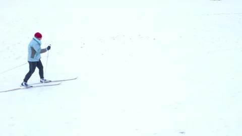 Skier on snow from above. Stock Footage 149113282