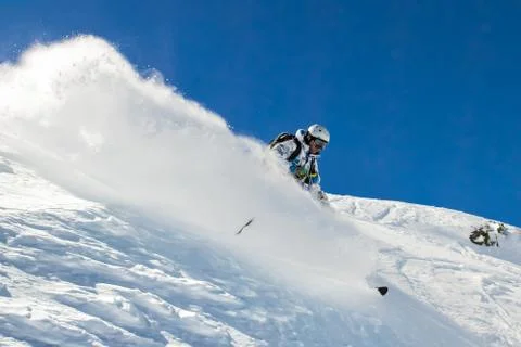 Skier in soft snow Stock-Fotos