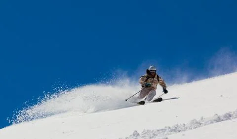 Skier in soft snow Stock-Fotos