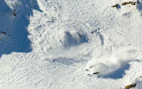 Skier on a steep slope Foto stock