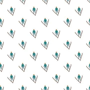 Skier in winter sport seamless pattern Illustrazione stock