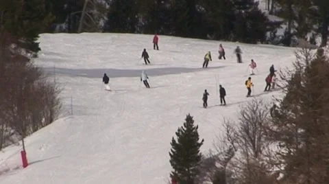 Skiers in the Alps Stock Footage 1038045