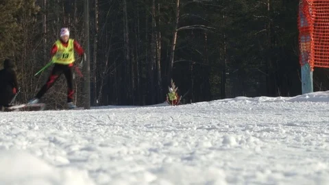 Skiers in competition Stock Footage 103503376