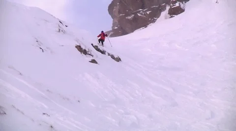 Skiers doing a somersault Stock Footage 60750266
