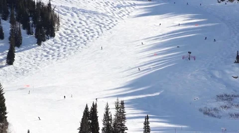 Skiers far distant Stock Footage 46204418