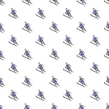 Skiers gliding down slope pattern background Illustrazione stock