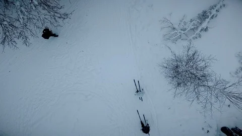 Skiers go on the track Stock Footage 101364839