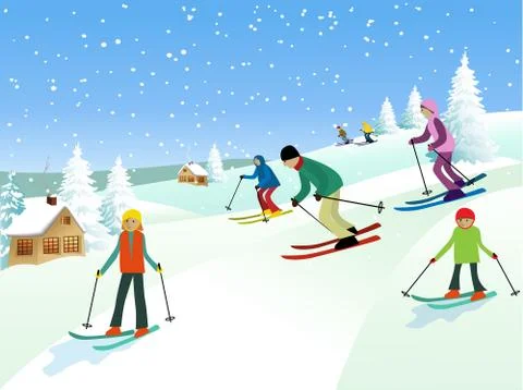 Skiers Stock Illustration