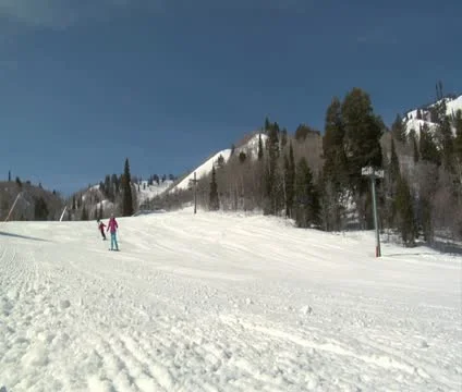 Skiers on a mountain Stock Footage 21671913