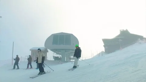 Skiers in the mountain. Stock Footage 72133762