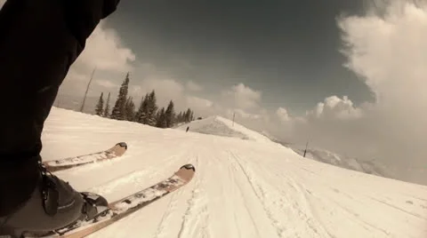 Skiers on a mountain resort Stock Footage 26647976