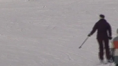 Skiers on the piste Stock Footage 1020421