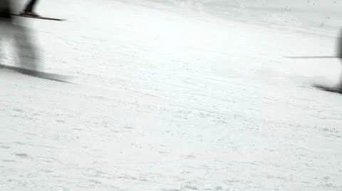 Skiers on a piste Stock Footage 10712628