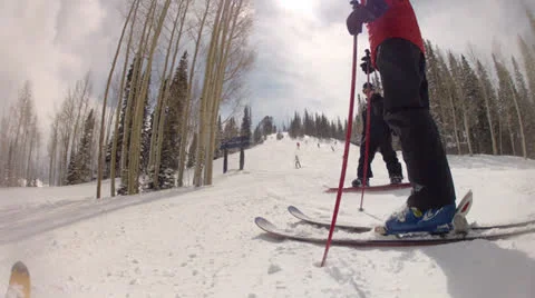 Skiers resting on hill Video stock 26646346