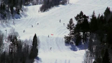 Skiers at Ski Resort Stock Footage 10818566