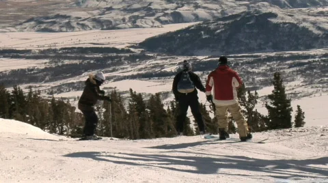 Skiers on a ski slope Stock Footage 634945