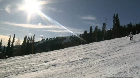 Skiers on a ski slope Stock Footage 635032