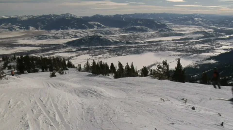 Skiers on a ski slope Stock Footage 635867