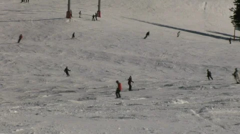 Skiers on a ski slope Stock Footage 635868