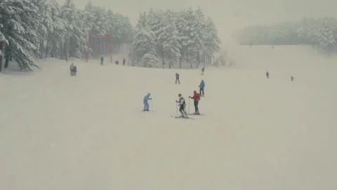 Skiers on the ski slope Stock Footage 151932974