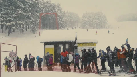 Skiers on the ski slope Stock Footage 151935261