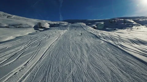 Skiers skiing on mountain slope Stock Footage 63712193
