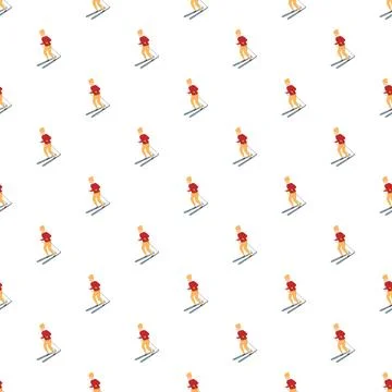 Skiers skiing repeating pattern winter sport illustration Stock Illustration