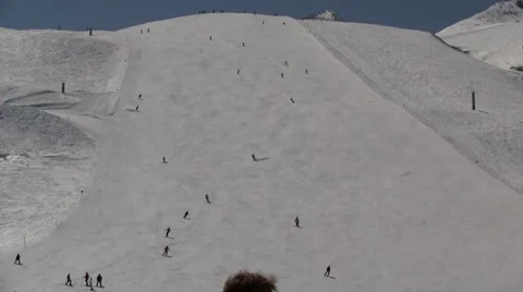 Skiers on a slope Stock Footage 5946114