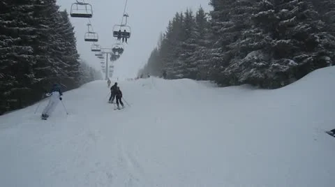 Skiers on slope Stock Footage 10892072