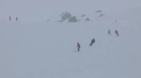 Skiers on the slope Stock Footage 22762946